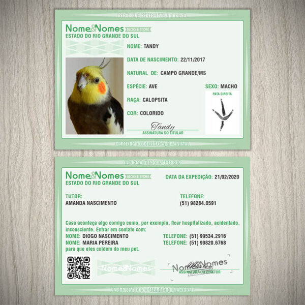 Carteira de Identificação Animal Verde